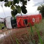 Ambulância do SAMU capota na GO-139 entre Caldas Novas e Piracanjuba